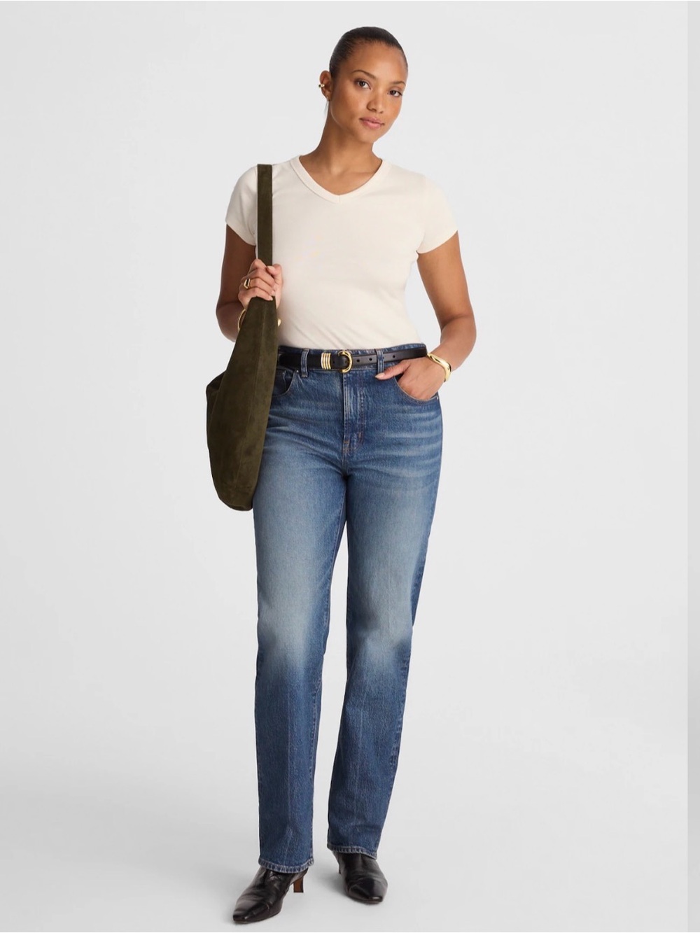 Madewell Longline Straight Curvy Jeans in Greendale Wash